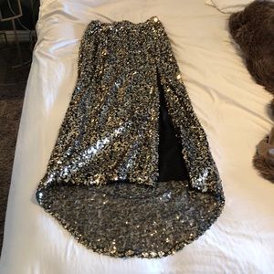 High waisted gold skirt